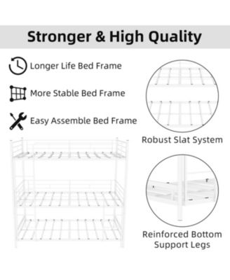 Heavy-Duty Triple Bunk Bed w/ Ladder & Rail bed frames