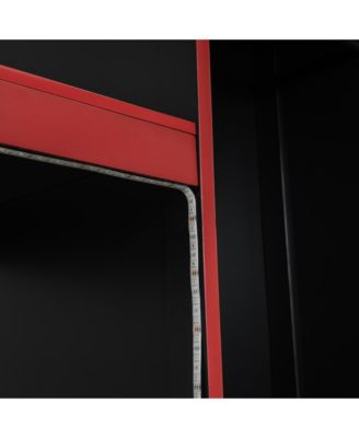 Black Twin Gaming Loft Bed w/ Desk, Wardrobe & LED