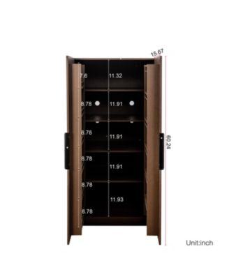 Walnut Kitchen Pantry Cabinet with Doors & Shelves