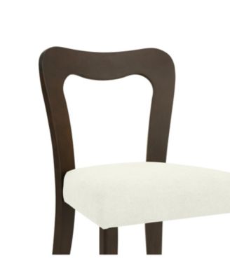 Dining Chair Without Arm (dark brown+beige) Set of 2