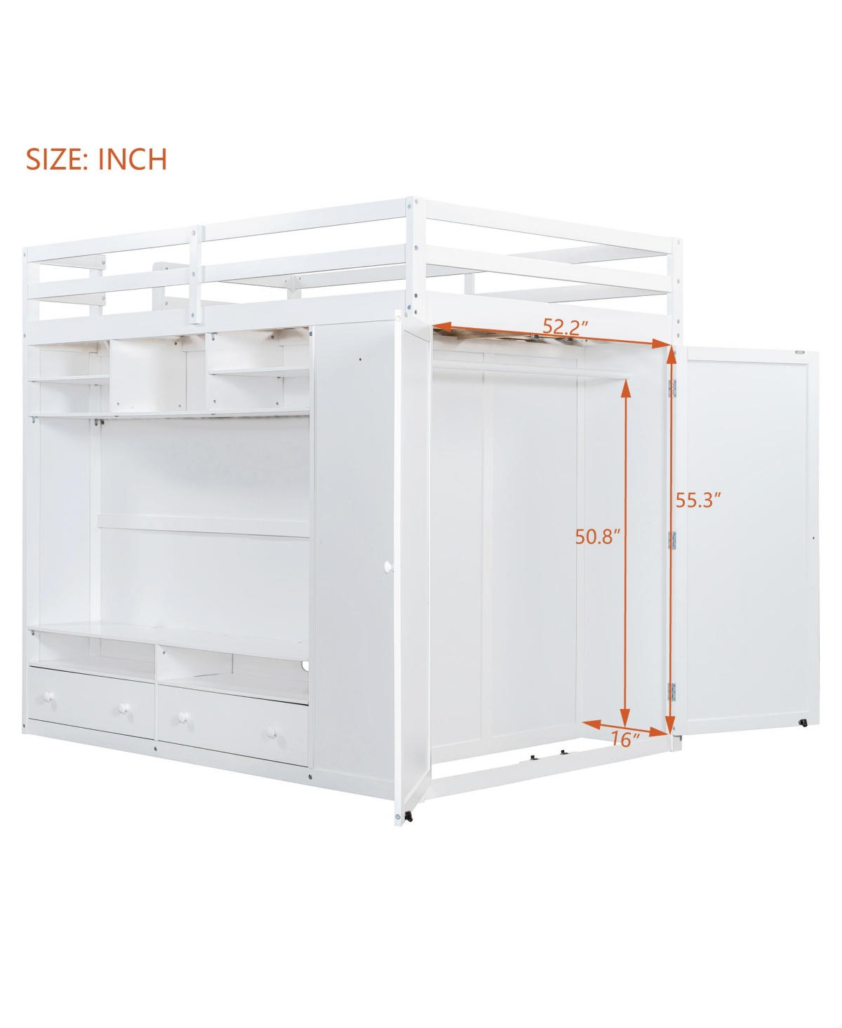 Streamdale Furniture Full size Loft Bed with