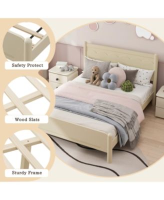 Streamdale Queen Size Wood Platform Bed Frame with Headboard and Wooden Slat Support