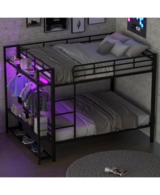 Streamdale Metal Bunk Bed with Storage, LED Light