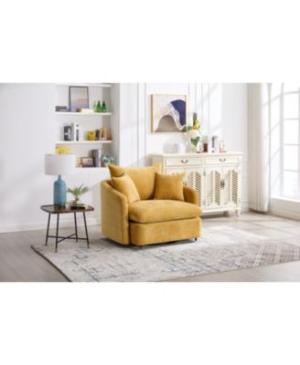 Swivel Accent Chair with Pillows - Yellow