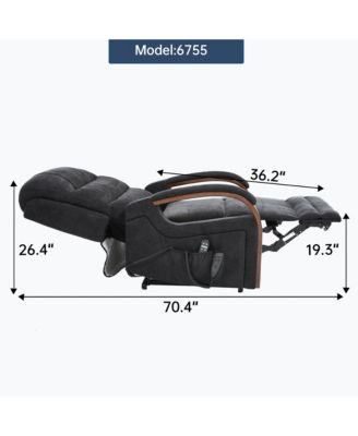 Power Black Chenille Lift Recliner, Heat & Massage, Dual Motor, 350 LBS