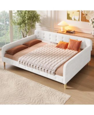 Queen Size Upholstered Daybed with 4 Support Legs