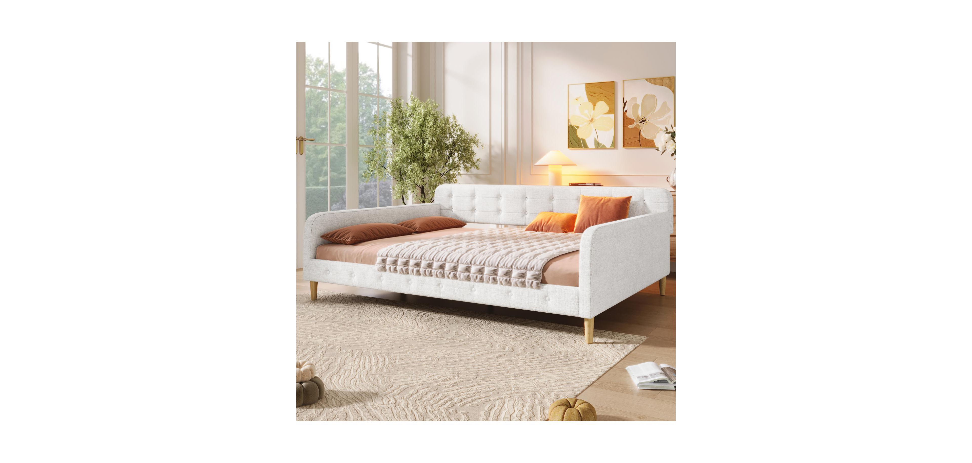 Streamdale Furniture Queen Size Upholstered Daybed with 4 Support Legs
