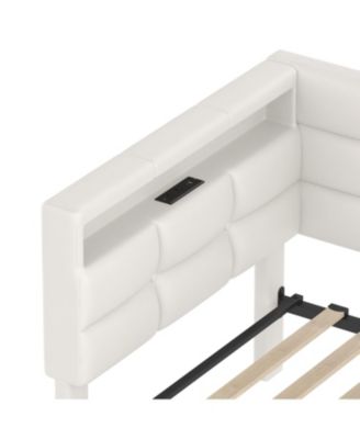 Upholstered Twin Daybed with Storage, LED Lights & Charging