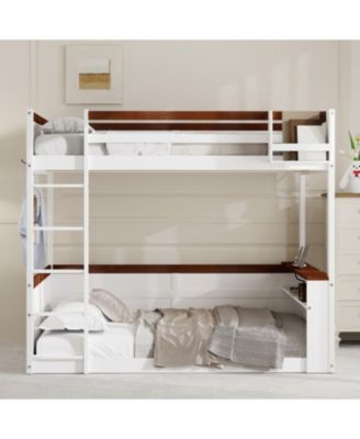 Queen Wooden Bunk Bed- Shelves, Storage, LED, USB