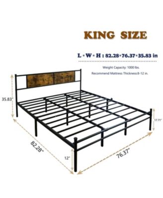 KING Bed Frame Wood Headboard Footboard Metal Platform Mattress Foundation