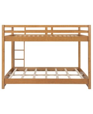 Wood Queen Size Bunk Bed with Ladder, Wood Color