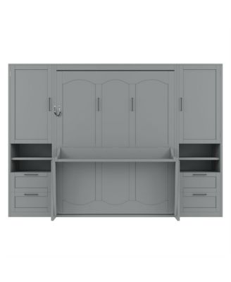 Queen Size Murphy Bed Wall Bed with Closet ,Drawers and Shelves