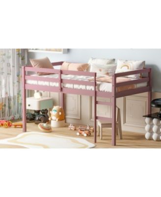 Solid Wood Twin Loft Bed with Ladder