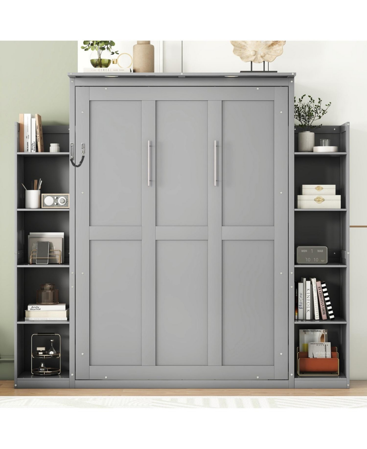 Streamdale Furniture Murphy Bed with Shelves & Led Lights