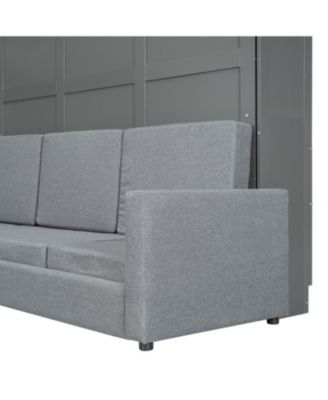 Queen Size Murphy Bed Wall Bed with Sofa,Gray