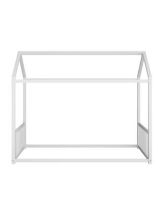 Twin Montessori Metal Floor Bed Frame, House Bed, Safety Rails, Easy Assemble, Black