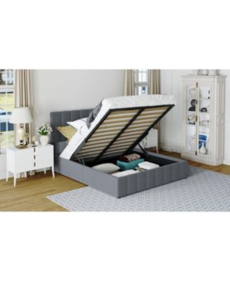 Queen Upholstered Platform Bed w/ Hydraulic Storage