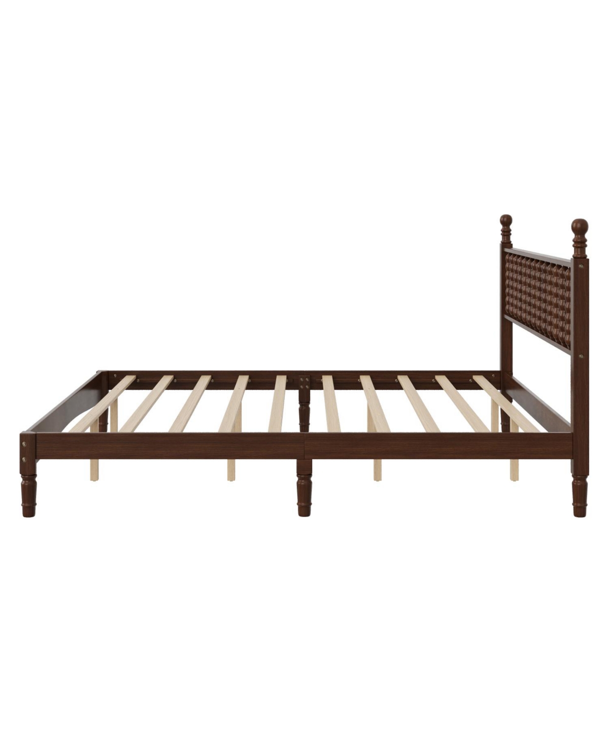 Streamdale Furniture Streamdale King Wood Platform Bed, Gourd Headboard, Retro Style