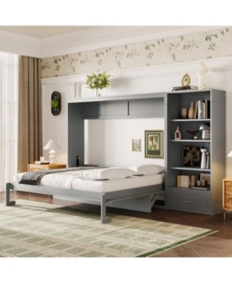 Queen Murphy Bed with Storage & Shelf