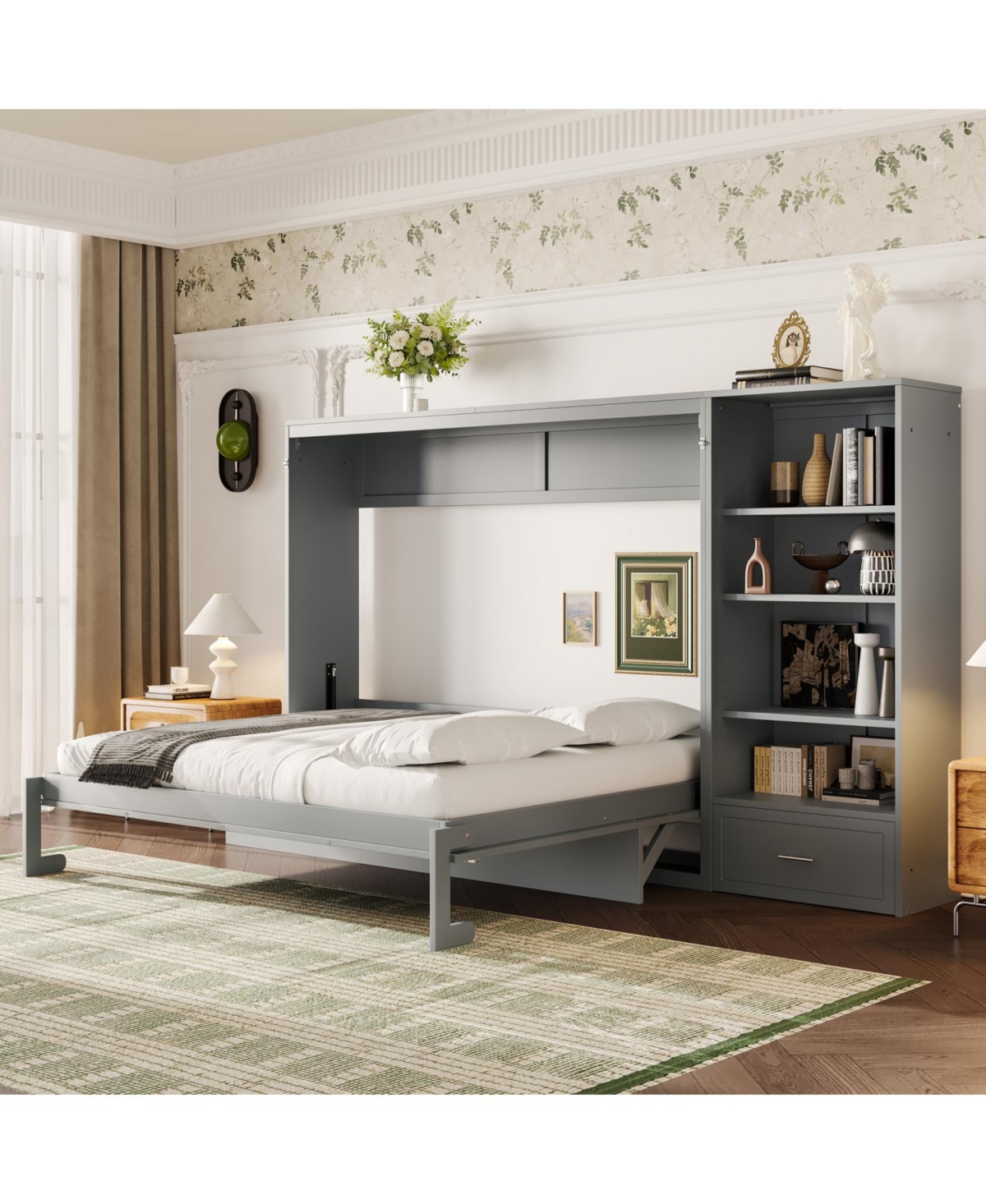 Streamdale Furniture Queen Murphy Bed with Storage & Shelf
