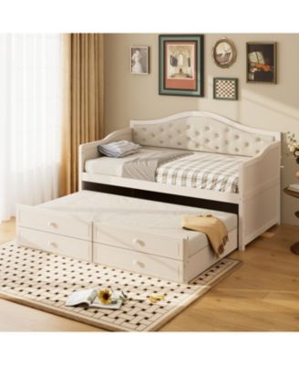 Streamdale Twin Daybed with Trundle & Storage, Upholstered Backrest