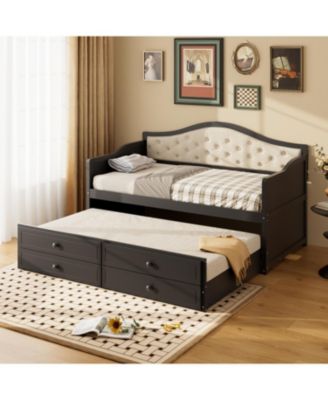 Streamdale Twin Daybed with Trundle & Storage, Upholstered Backrest