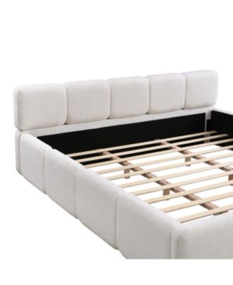 California King Boucle Platform Bed, White