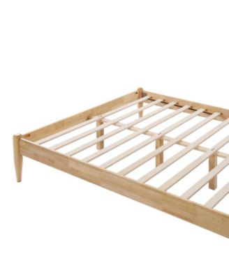 Streamdale Queen Size Solid Wood Bed Frame With Fleece Upholstered Headboard, Ivory