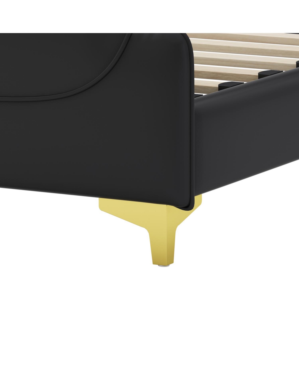 Streamdale Furniture King Leather Wingback Bed Frame - Solid Slats, Easy Assembly