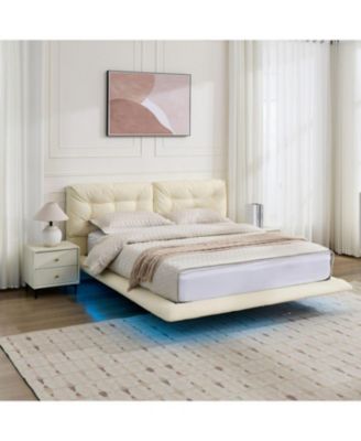 Queen Upholstered LED Platform Bed
