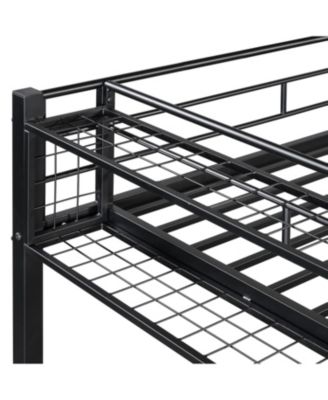 Twin Metal Loft Bed with Grid Shelf & Ladder.