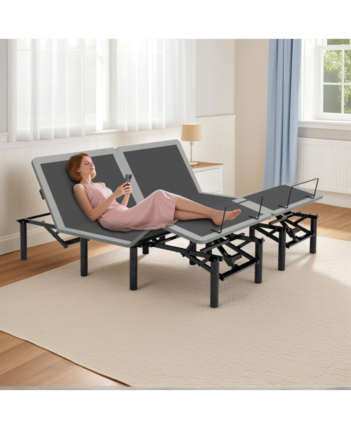 Streamdale Adjustable Bed Frame Massage Head/Foot Incline Split King Usb Ports Led Night Light