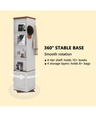 Rotating Mirrored Storage Cabinet - Antique White