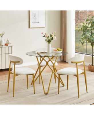 Modern White & Gold Dining Chairs (Set of 2)