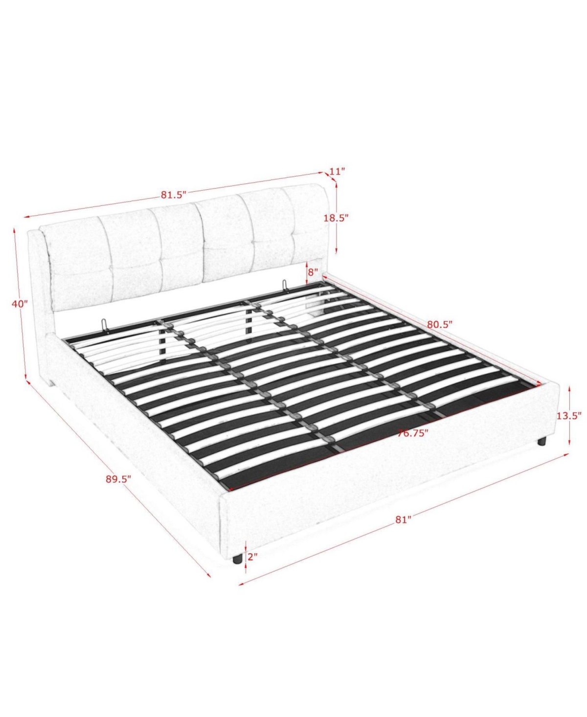 Streamdale Furniture King Chenille Hydraulic Storage Bed