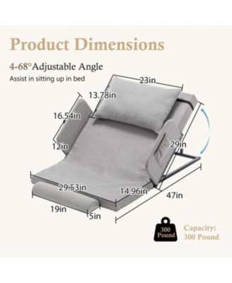 Adjustable Bed Backrest w/ Rails - 300lbs, 4-68 Lift