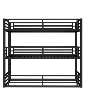 Triple Twin XL Metal Bunk Bed with Guardrails