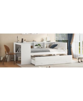 Twin Daybed with Trundle, Storage, Shelves & Desk