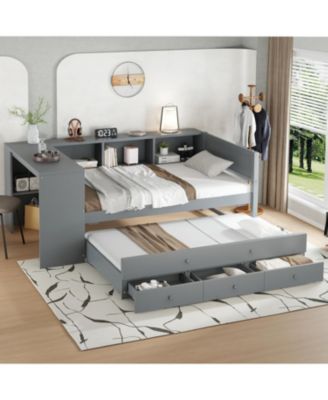 Twin Daybed with Trundle, Storage, Desk