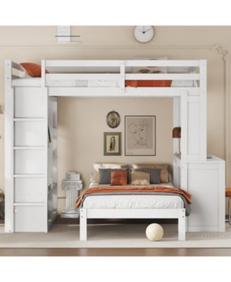 Bunk Bed with Desk & Shelves, Converts to Loft Bed