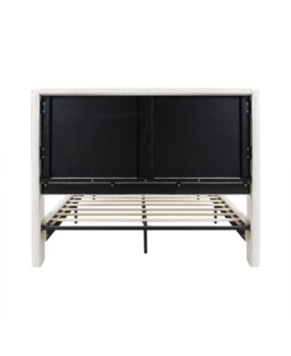 Queen Bed Frame, 55.5" Upholstered Headboard, Boucle Fabric