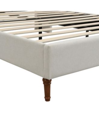King Upholstered Platform Bed with Wave Headboard, Chenille Fabric