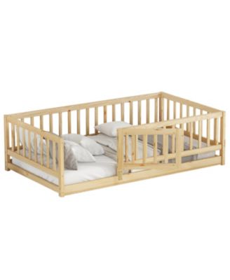 Twin Montessori Floor Bed with Fence & Door