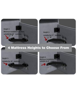 Queen Upholstered Platform Bed, Velvet Headboard, Black