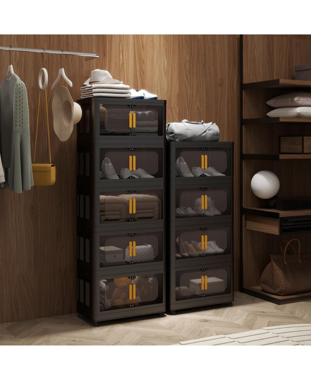 Streamdale Furniture 24" Wide Folding 5-Tier Storage Cabinet with Wheels