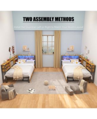 Twin Daybed with Storage, Bookcase, Charging Station & LED