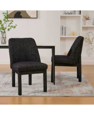 Modern Chenille Dining Chairs (Set of 2) - Black/Gray