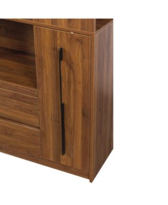 70.87" Kitchen Pantry Cabinet w/ Pull-Out Shelves, Drawers & Glass Door