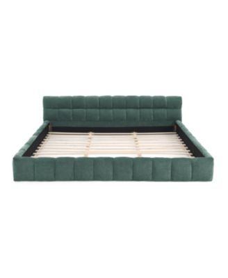 California King Upholstered Platform Bed Frame - Blue Green