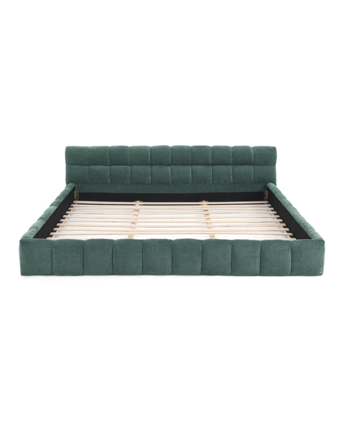 Streamdale Furniture California King Upholstered Platform Bed Frame - Blue Green